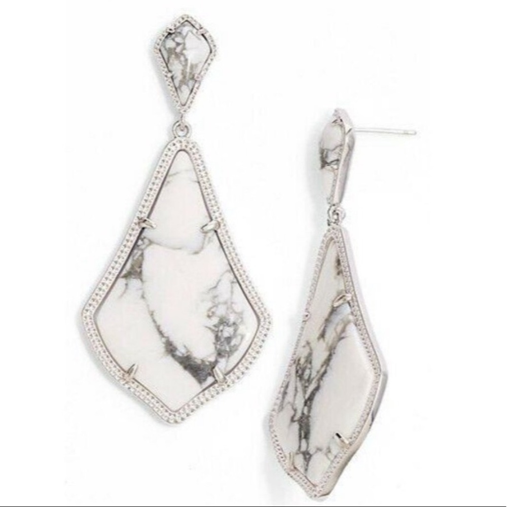 Kendra Scott White Howlite Silver Drop Earrings